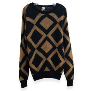 Molo Eleven Geometric Print Crew Neck Alpaca Blend Knit Scoop Neck Sweater L NWT